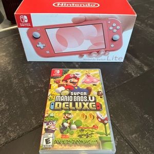 nintendo switch lite with mario game